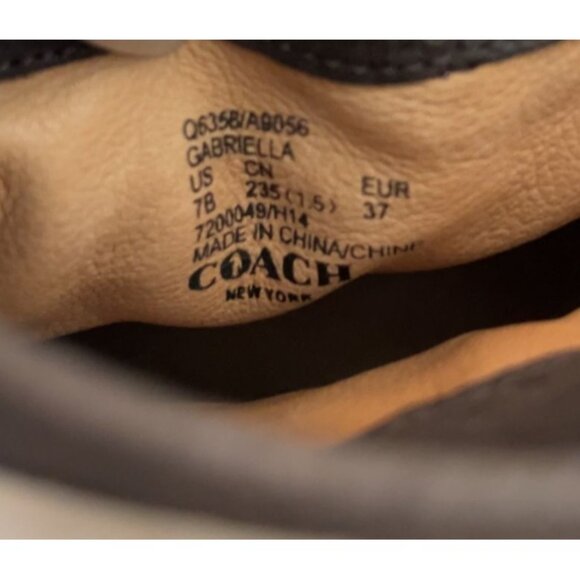 Coach "Gabriella" Winter Chestnut Leather boot lug sole shearling ankle size 7 - Picture 7 of 11